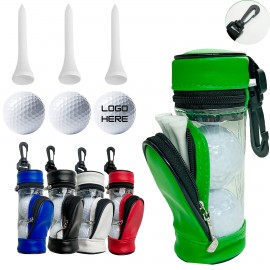 3-Ball & 3-Tee Leather Golf Pouch with Logo