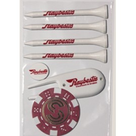 Value Pack w/ Four 3 1/4" Tiger Golf Tees, 1 3/4" Ball Marker, 1 Poker Chip & Divot Tool with Logo