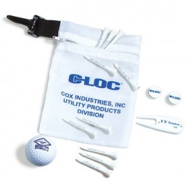 Promotional Zipper Golf Pouch w/ 1 "Wilson Ultra" Ball, Ten 2 3/4" Tees & 3 Markers