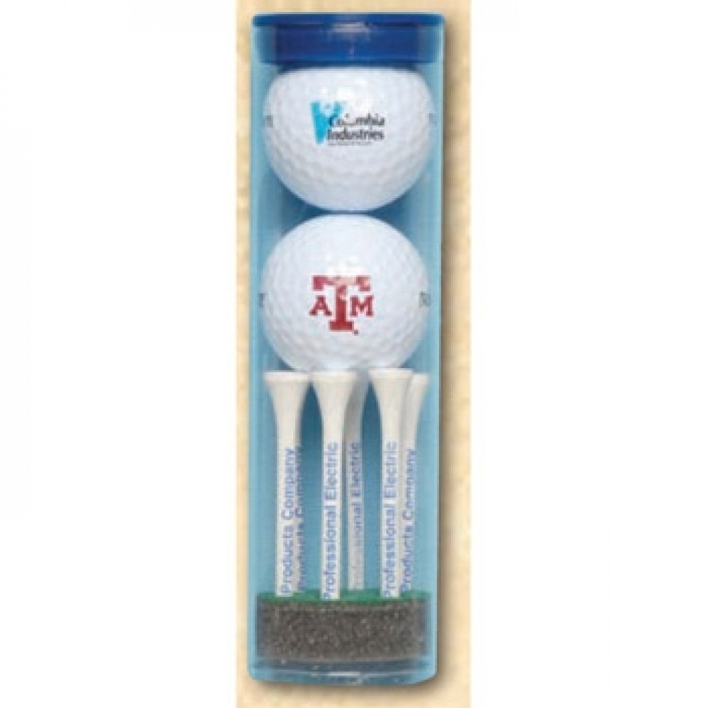 Wilson "Ultra" Golf Ball Tube w/ 2 Golf Balls & 6 Tees with Logo