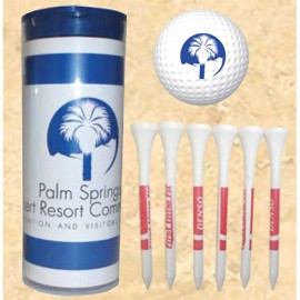 4-Color Image Insert Golf Ball Tube w/ 1 Golf Ball & Six 2 3/4" Tees with Logo  4-Color Image Insert Golf Ball Tube w/ 1 Golf Ball & Six 2 3/4" Tees with Logo