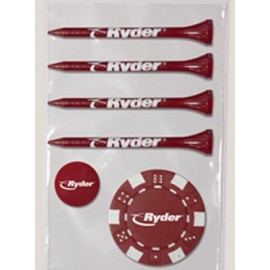 Value Pack w/ Four 2-3/4" Tiger Golf Tees, 1 3/4" Ball Marker & 1 Poker Chip with Logo  Value Pack w/ Four 2-3/4" Tiger Golf Tees, 1 3/4" Ball Marker & 1 Poker Chip with Logo