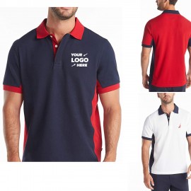 Promotional Men's Short Sleeve Color Block Performance Polo Shirt