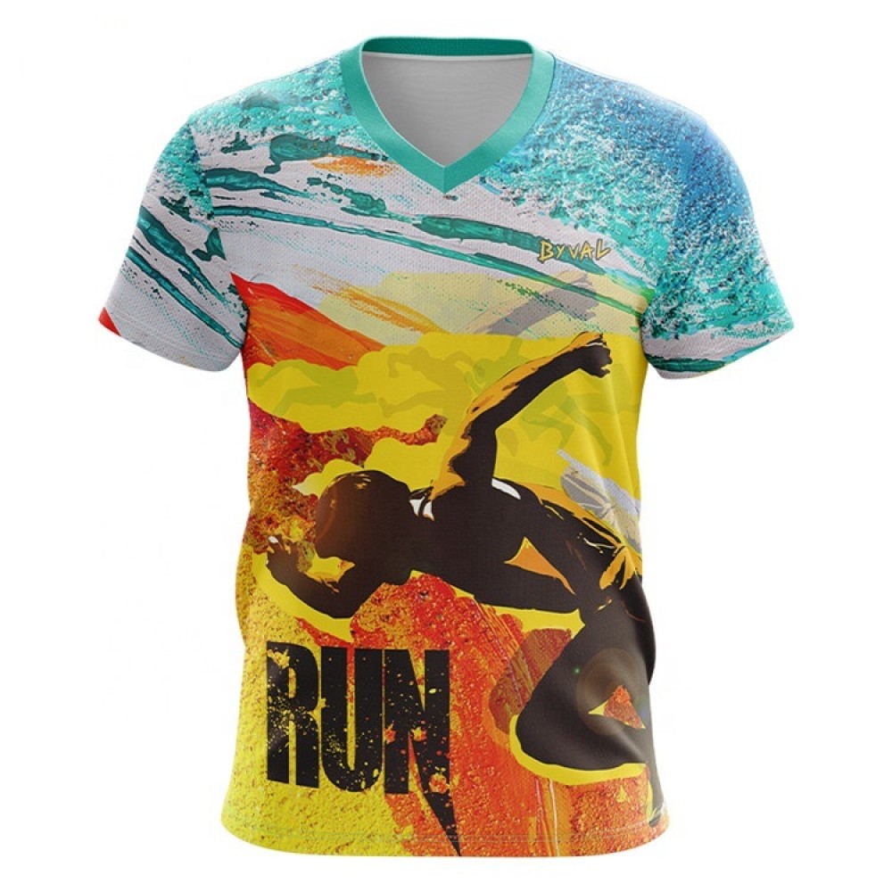 Custom Imprinted Unisex V-Neck T-Shirts w/ Edge to Edge Sublimation Tshirts Custom Imprinted Unisex V-Neck T-Shirts w/ Edge to Edge Sublimation Tshirts