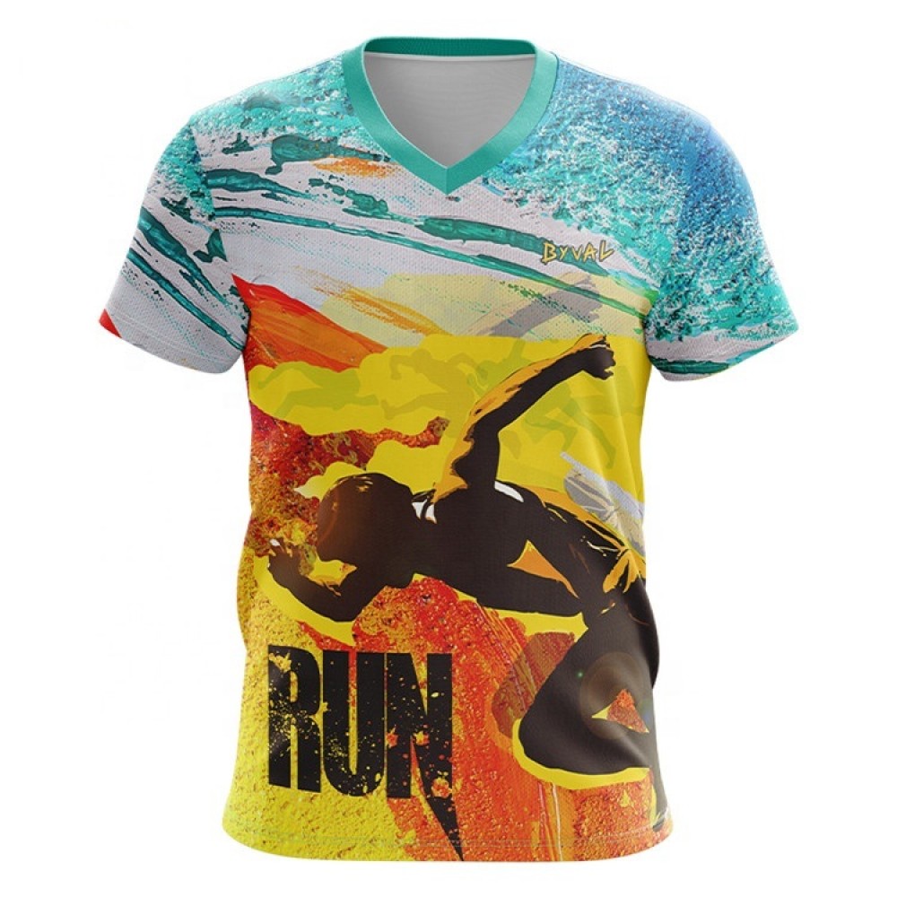 Custom Imprinted Unisex V-Neck T-Shirts w/ Edge to Edge Sublimation Tshirts