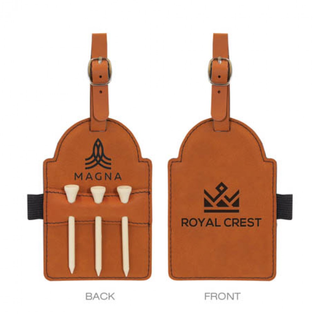 Rawhide Brown Golf Bag Tag with Tees with Logo Rawhide Brown Golf Bag Tag with Tees with Logo