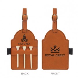 Rawhide Brown Golf Bag Tag with Tees with Logo