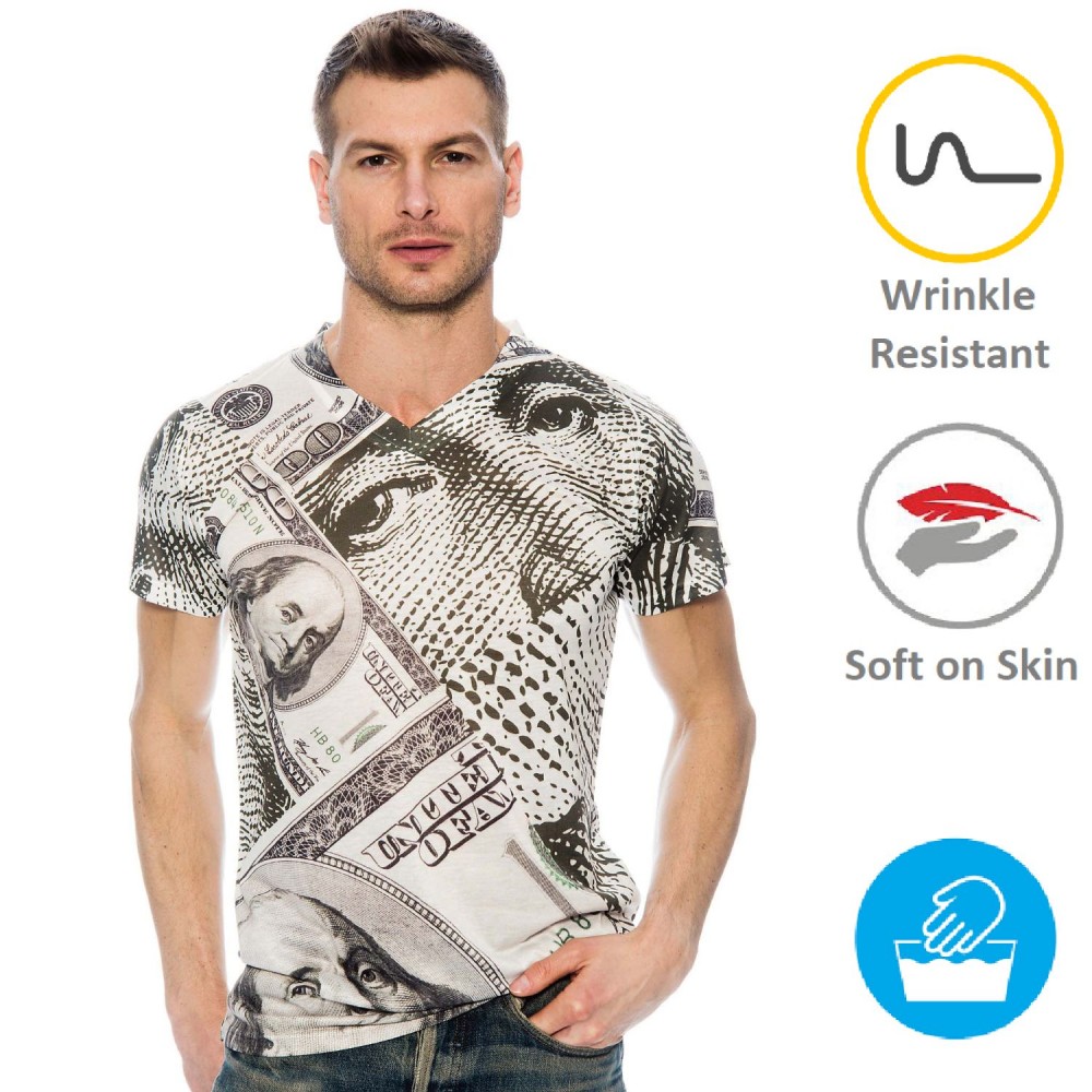 Custom Imprinted Men's V-Neck T-Shirt w/ Edge to Edge Sublimation Tshirts Custom Imprinted Men's V-Neck T-Shirt w/ Edge to Edge Sublimation Tshirts