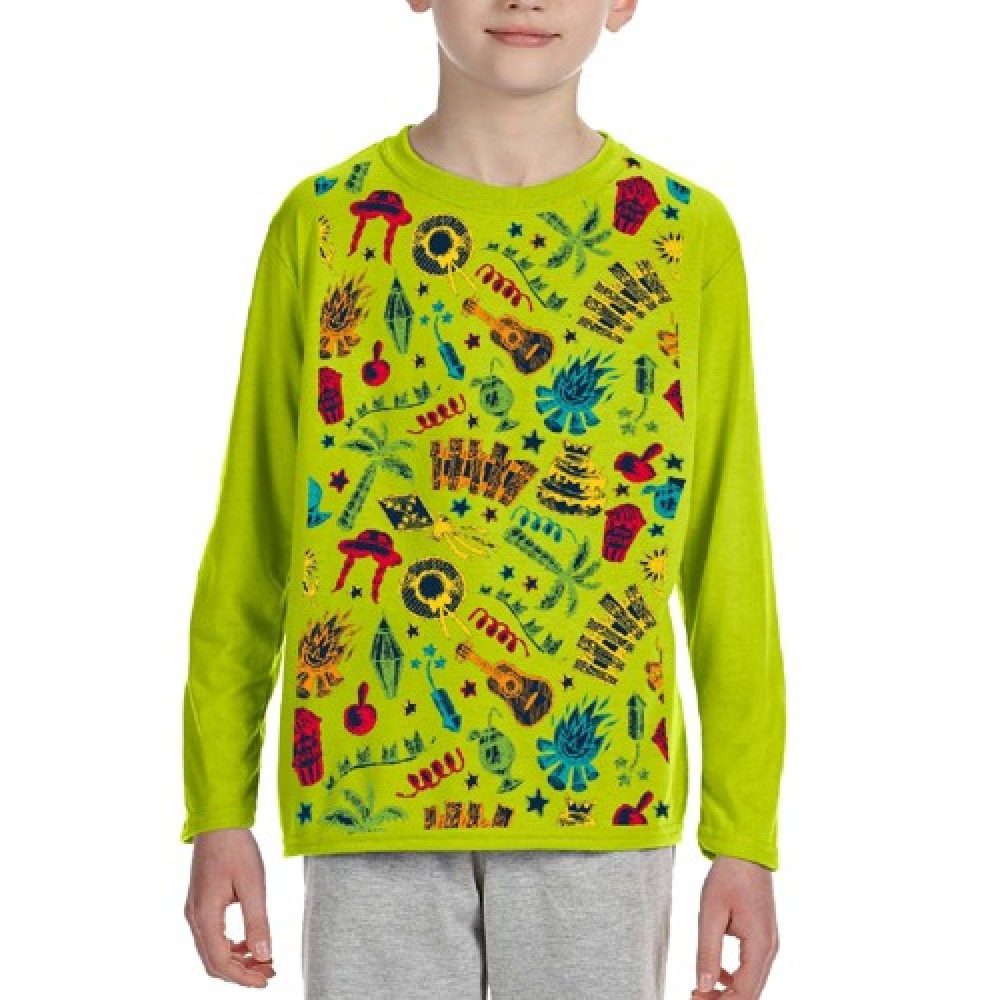 Custom Branded Long Sleeve Youth Round Neck T-Shirts w/ Dye-Sublimation Custom Branded Long Sleeve Youth Round Neck T-Shirts w/ Dye-Sublimation