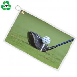 12"x 20" Eco-friendly rPET Sublimated Microfiber Velour Golf Towel with Grommet & Carabiner with Logo