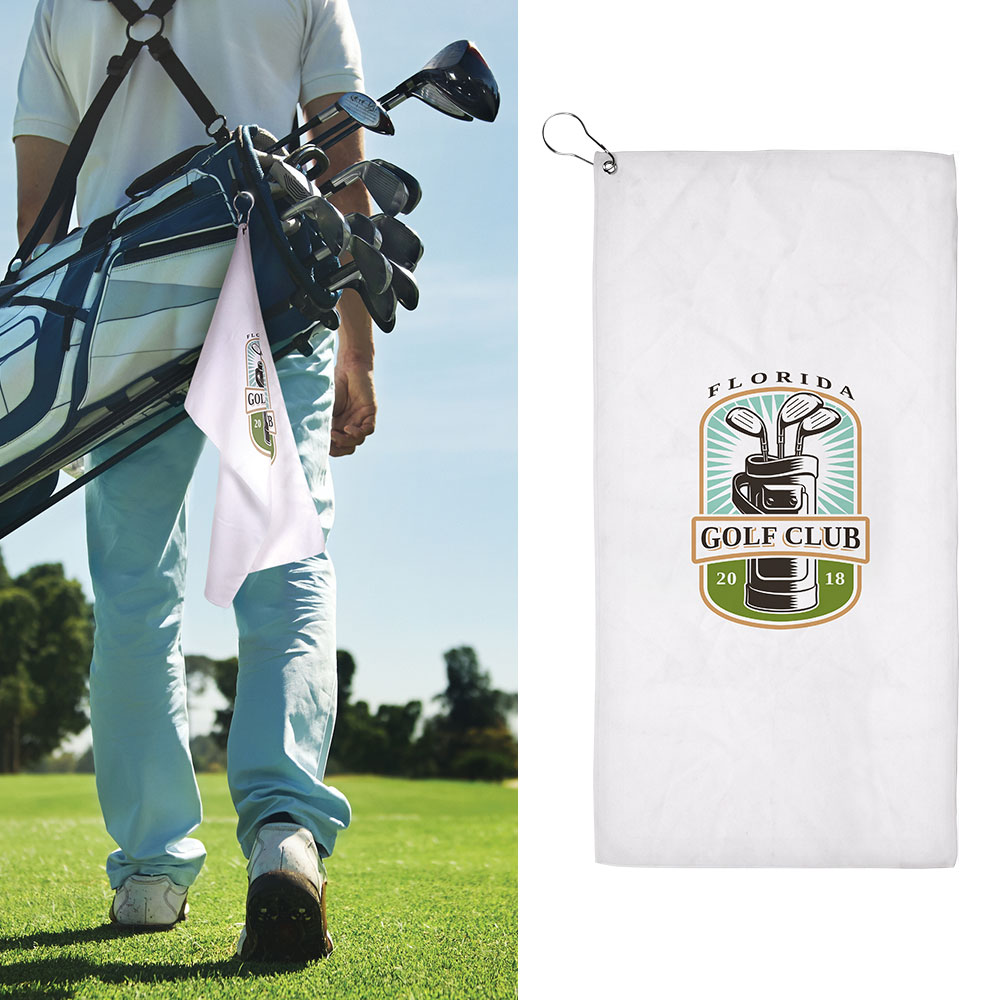 23"x12" Sublimated Golf Towel - 200GSM (Direct Import - 8-10 Weeks Ocean) Custom Branded
