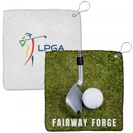 Logo Printed 12" x 12" Sublimated Micro Fiber Golf Towel  Logo Printed 12" x 12" Sublimated Micro Fiber Golf Towel