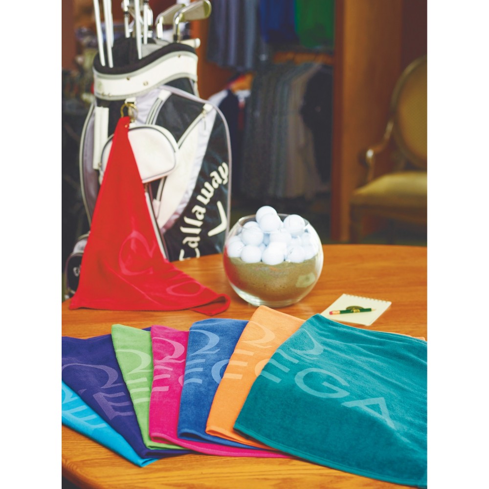 Logo Printed Turkish Signature Midweight Golf Towel (Colors)