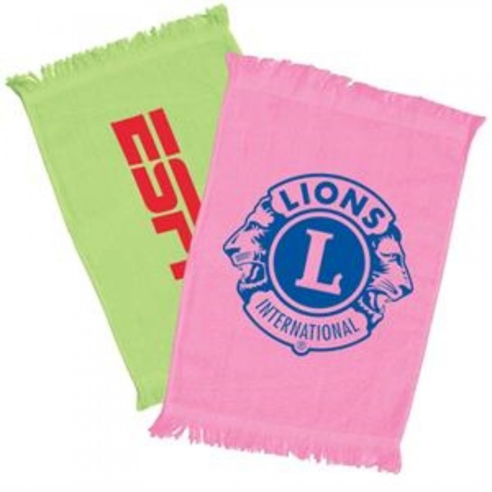 Custom Embroidered Velour Towel w/ Custom Logo & Fringed Ends 11" X 18" Towels