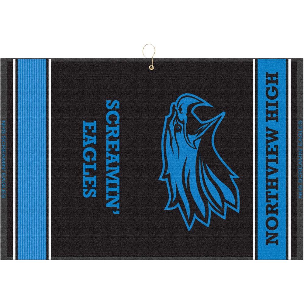 Custom Embroidered 16" x 24" Designer Woven Golf Towel w/ 2 Scrubbers Custom Embroidered 16" x 24" Designer Woven Golf Towel w/ 2 Scrubbers