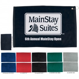Logo Printed 16" X 25" Hemmed Golf Towel with Grommet And Hook