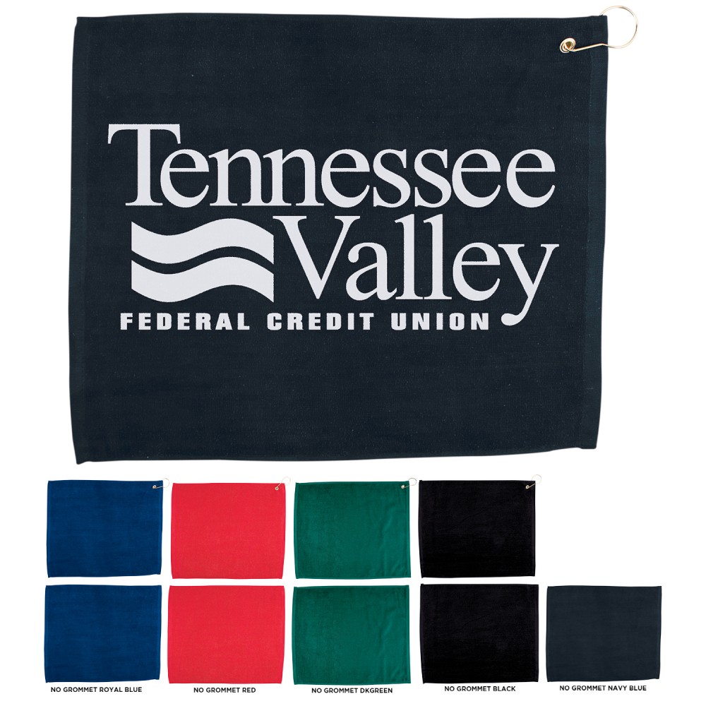 15" X 18" Hemmed Golf Towel with Grommet And Hook with Logo 15" X 18" Hemmed Golf Towel with Grommet And Hook with Logo