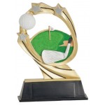 Logo Printed Golf Cosmic Resin Figure Trophy (7")