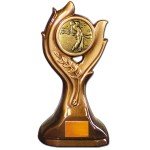 Promotional Stock Victory 9" Trophy with 2" Golf Male Coin and Engraving Plate
