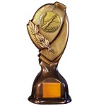 Stock Classic 10" Trophy with 2" Rifle Coin and Engraving Plate Logo Printed