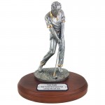 9" Antique Silver Male Golfer Trophy Custom Branded