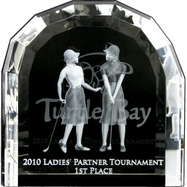 Team Large High Definition 3D Crystal Window Arch Golf Trophy Custom Branded