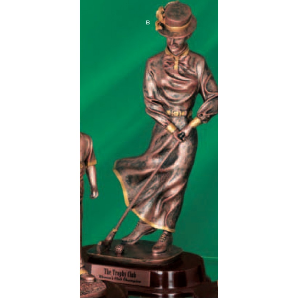 Old Fashioned Lady Golfer Trophy (13 1/2") Custom Imprinted