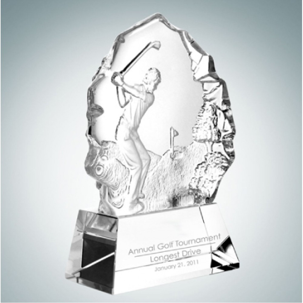 Promotional 6 1/8" Male Golfer Thriving Optical Crystal Molten Glass Award Promotional 6 1/8" Male Golfer Thriving Optical Crystal Molten Glass Award