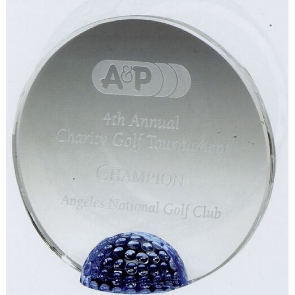 Personalized Small Golf Jeweled Halo Crystal Trophy
