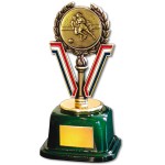 Promotional Stock 7" Trophy with 2" Soccer Female and Engraving Plate