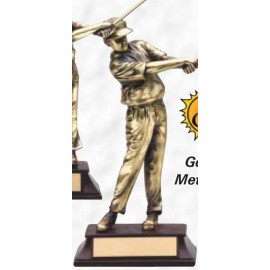 Sunburst 10.5" Gold Cast Metal Finish Award w/ Base (Golf/ Male) Logo Printed  Sunburst 10.5" Gold Cast Metal Finish Award w/ Base (Golf/ Male) Logo Printed