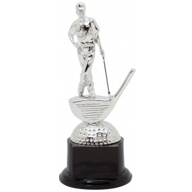 Custom Engraved Bright Silver Golfer on Black Base - Standing, Male