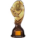 Stock Classic 12" Trophy with a 2" Torch & Rings Coin with Engraving Plate Logo Printed