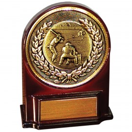 Promotional Stock 5 1/2" Medallion Award With 2" Baseball 2 Coin and Engraving Plate