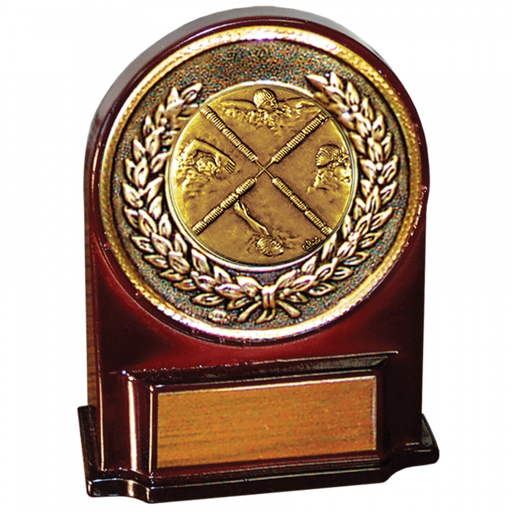 Customized Stock 5 1/2" Medallion Award With 2" Swimming Male Coin and Engraving Plate