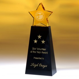 6" Golden Star Award w/Black Base Custom Branded  6" Golden Star Award w/Black Base Custom Branded