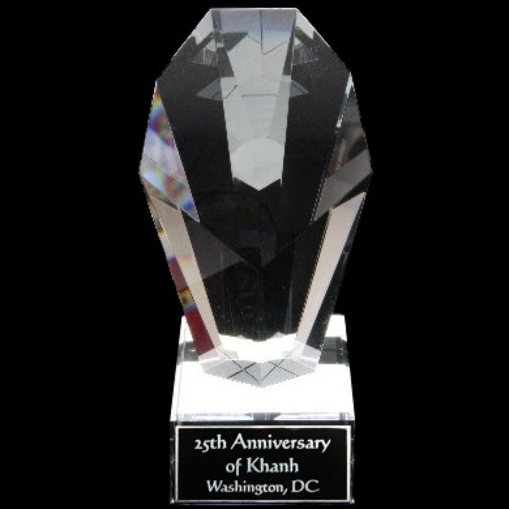 Custom Solid Crystal Engraved Award - 8-1/2" - Jewel Tower