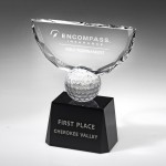 Logo Branded 6 3/4" Crystal Award-Crowned Golf Trophy