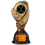 Stock Classic 10" Trophy with 2" Golf Coin and Engraving Plate Logo Printed