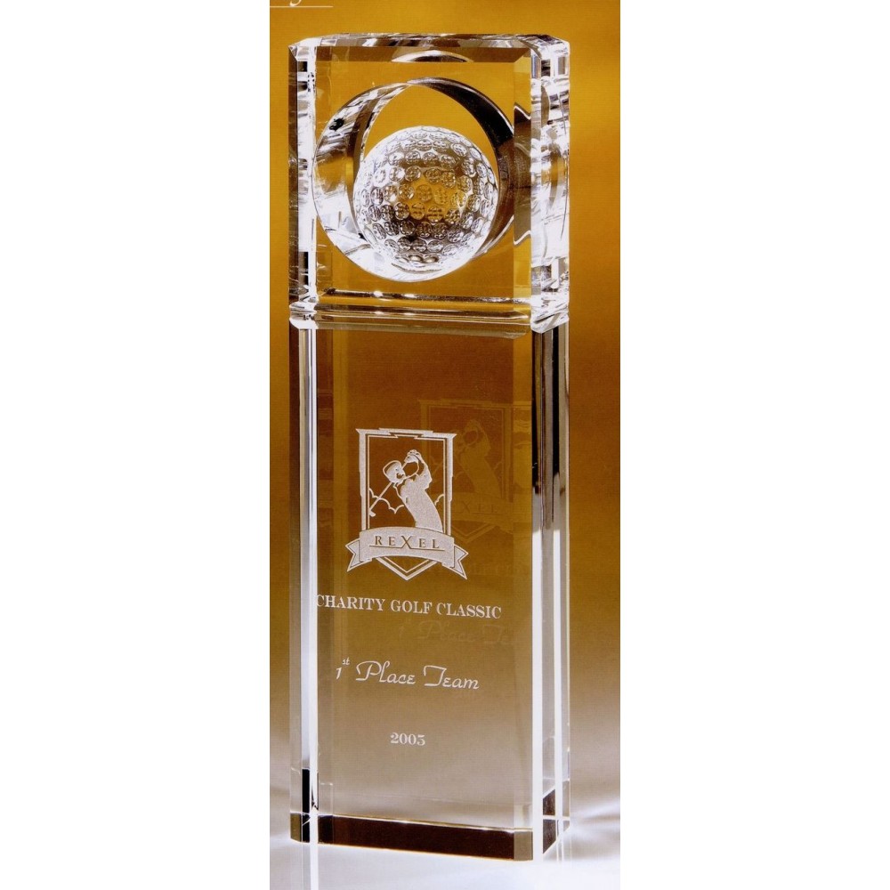 Promotional Large Absolute Golf Crystal Trophy