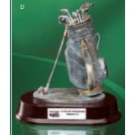 Golf Bag Trophy w/Gold Trim Custom Imprinted