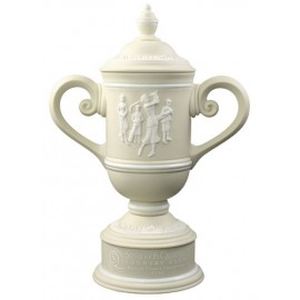 Ladies' Irish Cream Vintage Ceramic Golf Cup Trophy with Raised Figures Custom Branded
