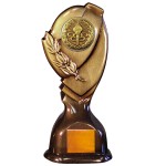 Personalized Stock Classic 10" Trophy with 2" Torch & Rings Coin and Engraving Plate