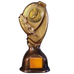 Promotional Stock Classic 10" Trophy with 2" Track Winged Foot Coin and Engraving Plate