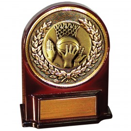 Stock 5 1/2" Medallion Award With 2" Basketball Coin and Engraving Plate Custom Branded