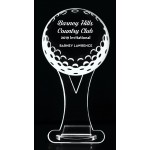 Logo Branded VALUE LINE! Acrylic Engraved Award - 7" Golf Ball and Tee - Key Base