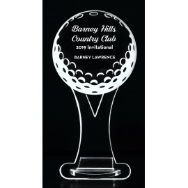 Logo Branded VALUE LINE! Acrylic Engraved Award - 7" Golf Ball and Tee - Key Base