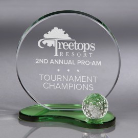 Emerald - Medium Golf Crystal Award Custom Imprinted