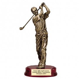 12" Antique Gold Male Golfer Trophy Custom Imprinted