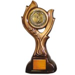 Logo Branded Stock 15" Victory Trophy- 2" Golf Female Coin With Engraving Plate